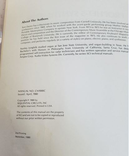 Sequential Circuits-Prophet 5 (1000) original manual